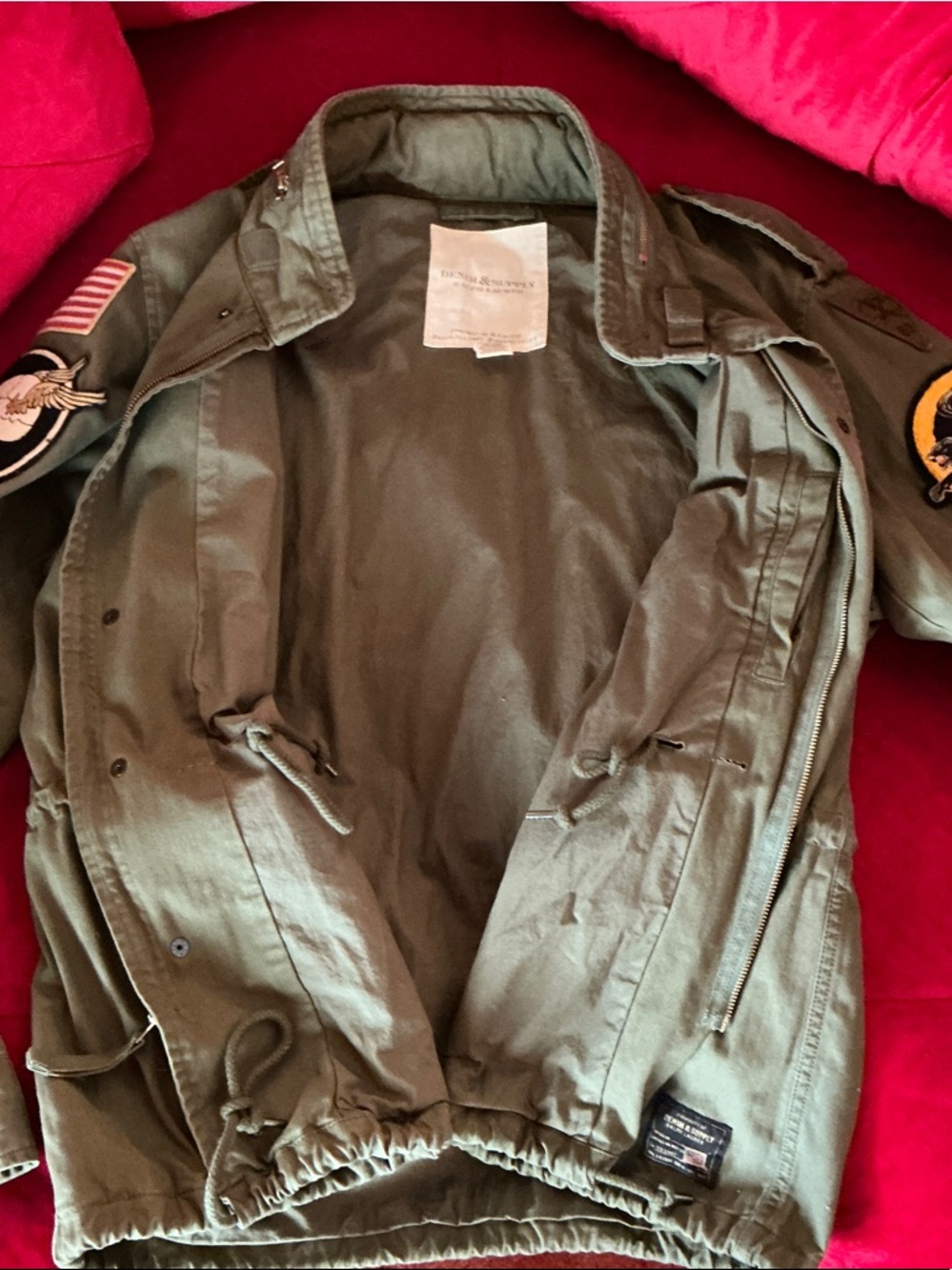 Ralph Lauren Olive Green Military Field Jacket with Patch Details - Picture 7 of 9